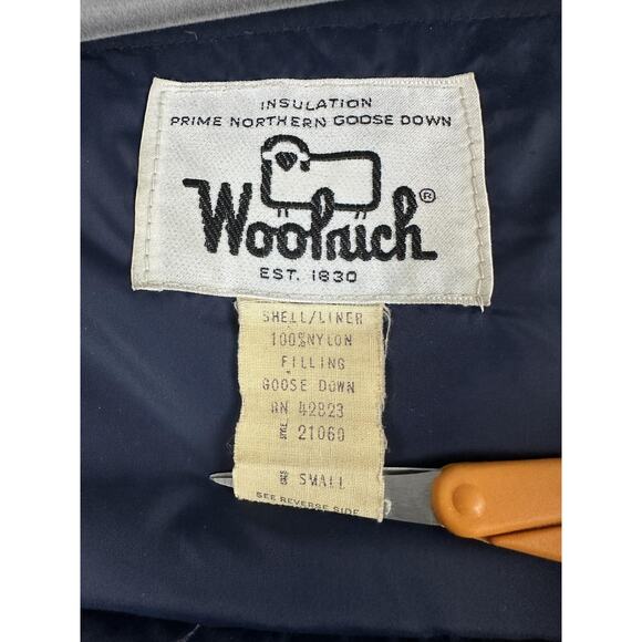 Vintage Woolrich Jacket Mens Small Blue Goose Down Puffer Coat Winter Nylon 90s - Picture 7 of 12
